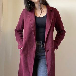 Burgundy Sandro wool pea coat